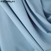 INCERUN Men Cowl Neck Long Sleeve Ruffled Loose Tops Front Cross Wrap Shirts