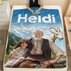 Heidi Art Printed Flannel Blanket, soft throw for bedroom sofa, washable, fan merchandise, great gift.