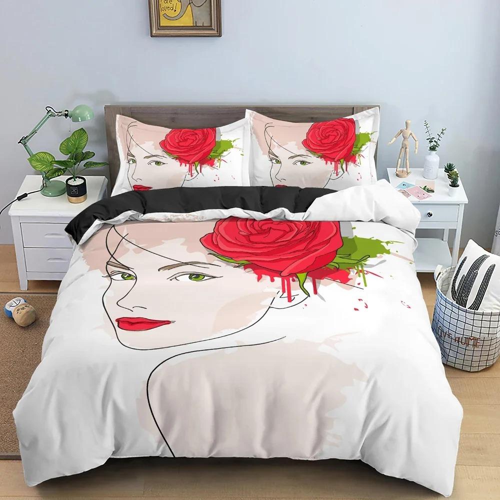 Woman Portrait Bedding Set 3D Duvet Cover Comforter Covers For Girls Bedroom Twin King Size Quilt Cover With Pillowcase