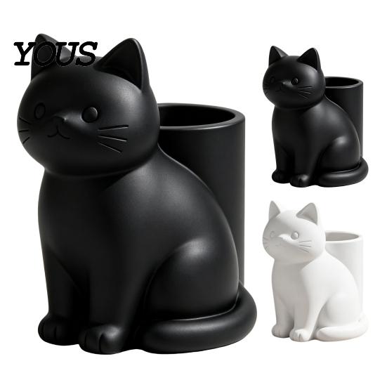 Creative Desktop Storage Solution Cute Cat Pen Holder, 3D Printed Kitten Pencil Cup, Multi-functional Mechanical Balance Holder Organizer for