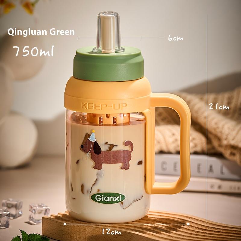 

Gianxi Glass Water Cup New 2025 High Beauty Straw Cup High Temperature Resistant Food Grade Water Filling Glass Cup 750ml