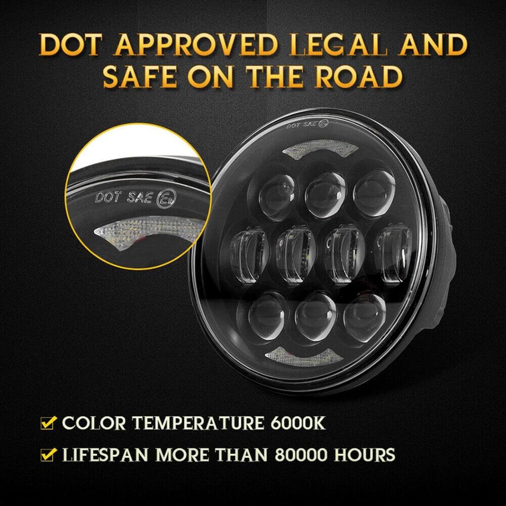 ZULOW Motorcycle 5.75" LED Chrome Headlight Kit with Bracket For VTX 1300 1800 (2002-2014), Black, LED, Polycarbonate Lens, Waterproof, Dustproof,