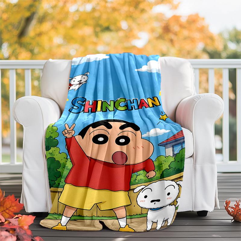 Crayon Shin-chan printed throw blanket—soft,warm;versatile blanket for all seasons—perfect as &air-conditioning throw,nap blanket