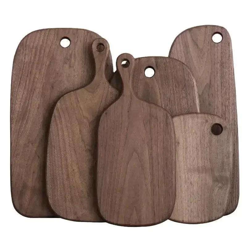 Solid Wood Chopping Boards with Handle, Cutting Board, Black Walnut Fruit Cutting Board, Western Restaurant Bread Board