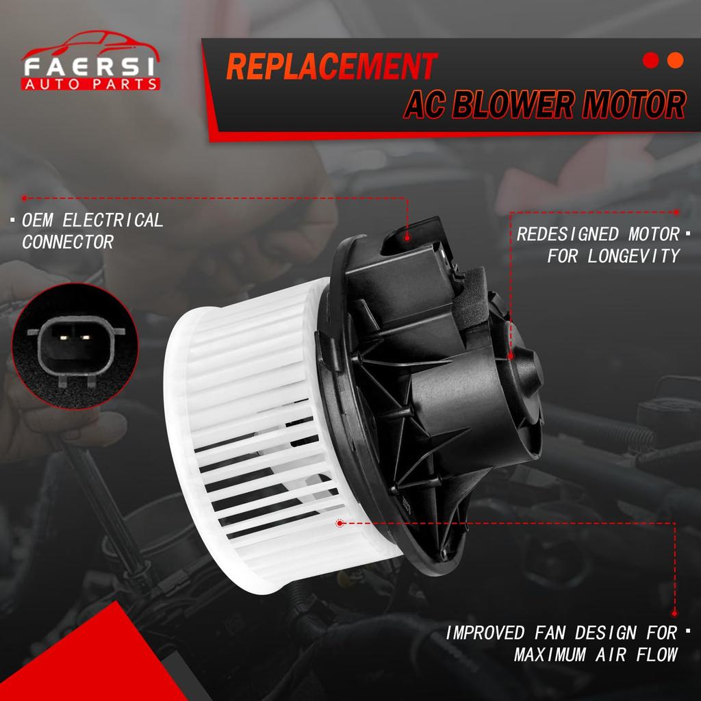 FAERSI A/C Heater Blower Motor with Fan Cage Replaces Jeep Wrangler & TJ 2002-2006