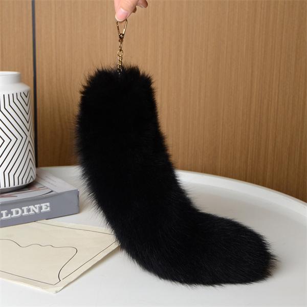 Huge Fluffy Faux Fur Fox Tail Keychain Bag Charms Therian Tail Fox Tail Keychain Fur Pendant Key Chain Plush Pendant Gift For