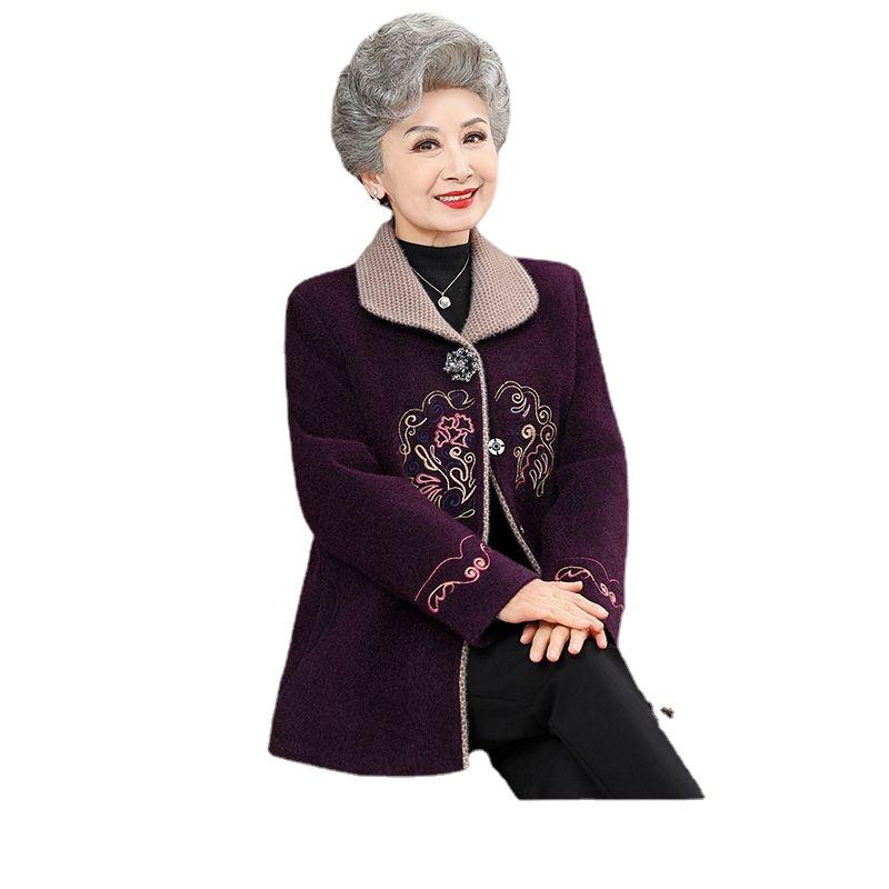 Manteau épais pour femmes âgées, veste avec pardessus chaud en Faux vison et cachemire