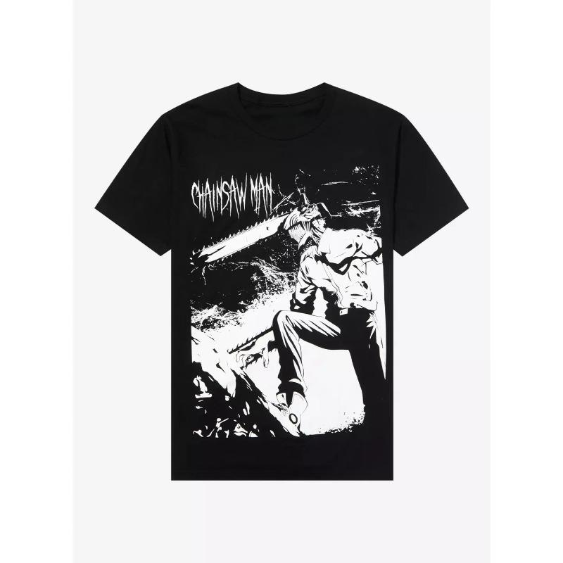 Summer Men's T-shirts Japanese Anime Chainsaw Man Power Graphic Clothing Harajuku Y2K Half-sleeve Women’s Oversized Cotton Tops