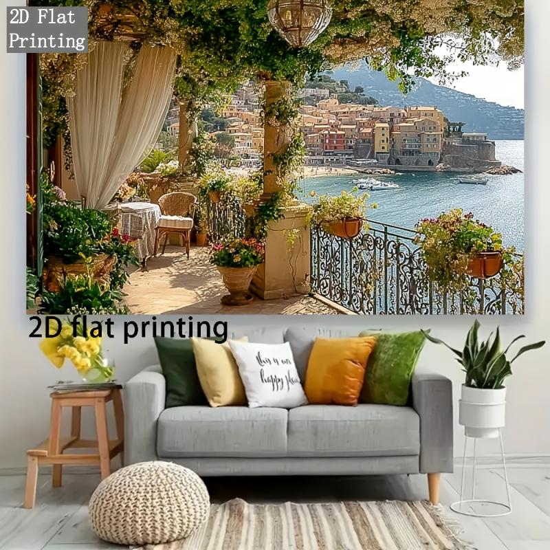 2D Plane 1 Picturesque Mediterranean Beach Terrace Suitable for Various Multi-functional Decorations