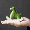 Ceramic Green Horse Figurine Tea Pet Zen Desk Decor Vintage Animal Sculpture Home Office Decor Lucky Charm Gift for Housewarming