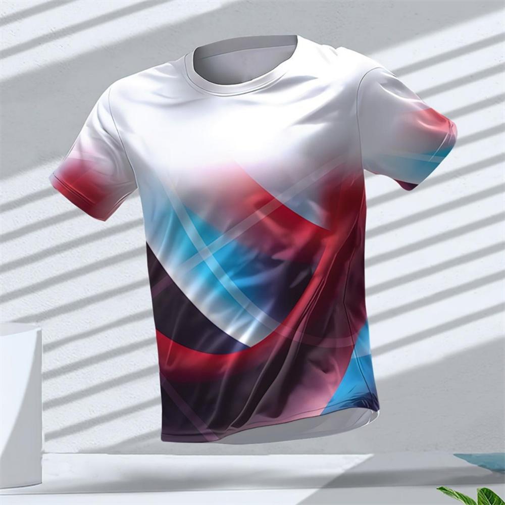Fashionable gradient geometric pattern 3D printed sports T-shirt