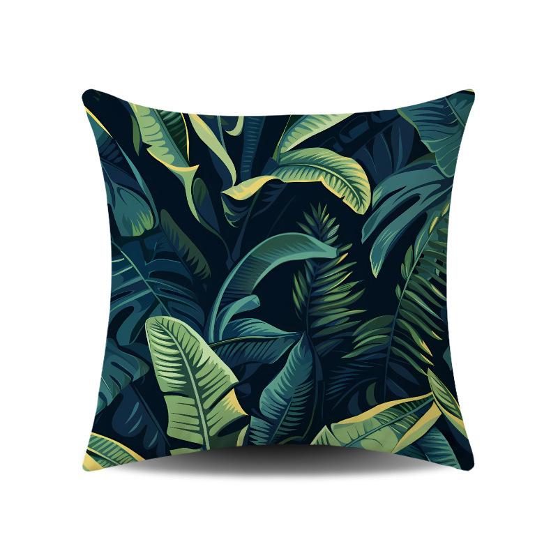 Summer Green Small Fresh Tropical Plant Digital Printing Sofa Pillow Office Car Universal Waist Cushion