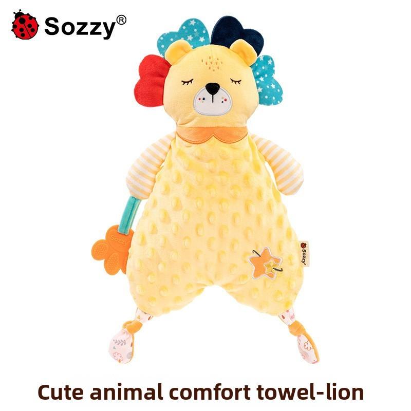 Sozzy Baby Plush Animal Rattle With Soft Sponge Fill For Early Development Lion