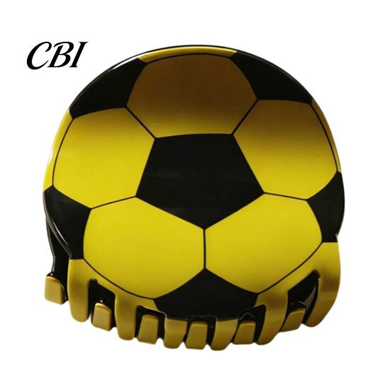 Hairpin for Girl, Football Themed Hair Clip, Large Curved Clip Medium Smooth Surface Long Thick Curly Hair, Strong Elastic Grip Sports Style Fan Gift