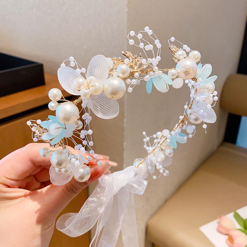 Fairy Pearl & Golden Leaf Floral Headband for Children & Brides
