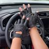 Erkek Deri Yarım Parmak Sürüş Eldivenleri, Motosiklet, Bisiklet, Outdoor Sporlar İçin Nefes Alabilen Kaymaz Eldivenler