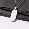Men's Geometric Stainless Steel Epoxy Tag Necklace with Plain Polished Engravable Pendant