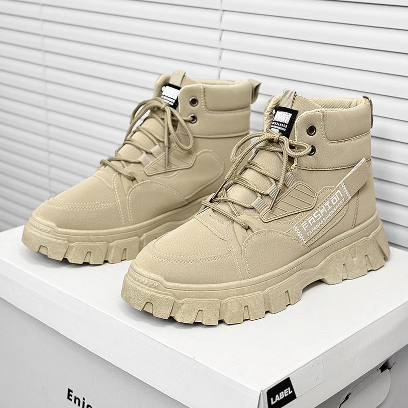 Fashion 2025 High-end Street Shoes Khaki - Thick Soled Fashionable Sports Shoes, Men's Urban Walking Shoes Fashion Hiking Boots Cowboy