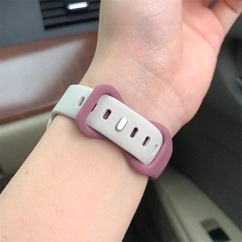 Case +Silicone Strap for Apple Watch Band 44mm 45mm 8 7 40mm 42 38 49mm Sport Watch Band for IWatch Series 9 8 7 6 SE 5 4 3 2 1