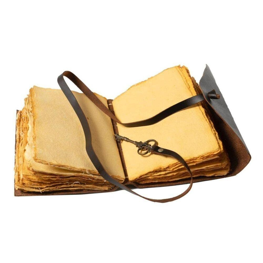 Vintage Rustik Läderjournal Design-Lås, Antikt Blankt Papper-Bok