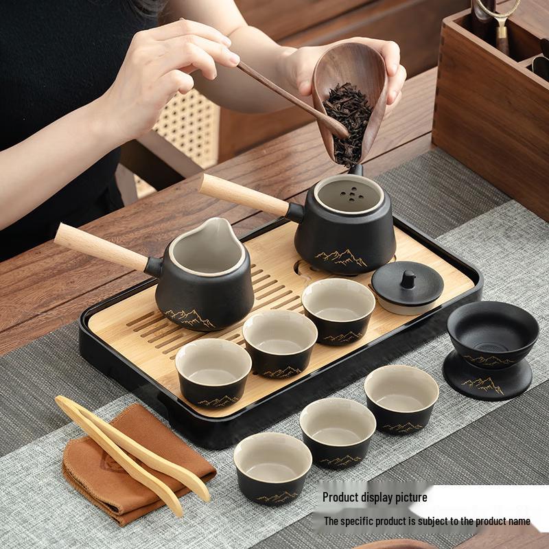Chaxun Japanese Black Ceramic Tea Set