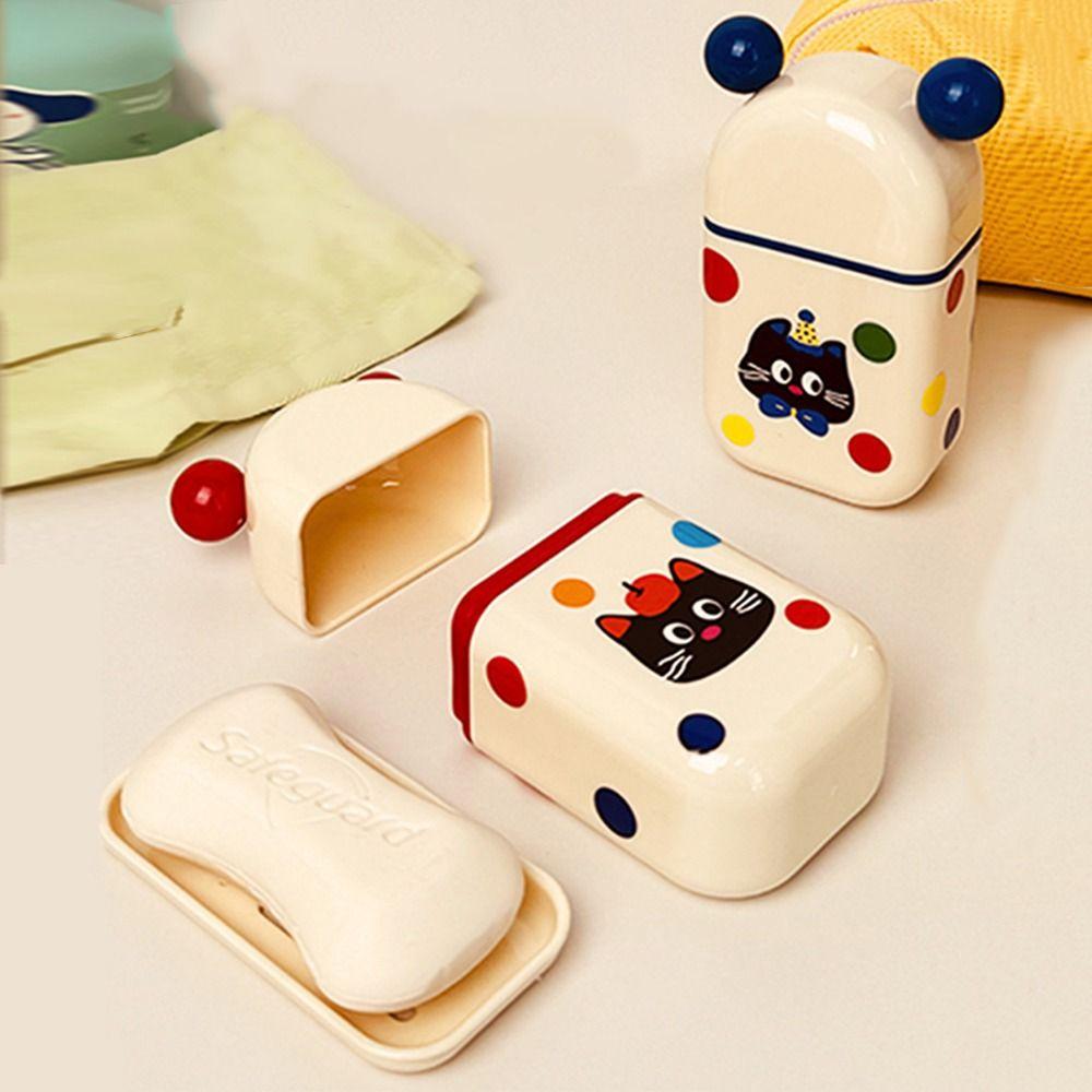 Creative Cute Cat Soap Box Cartoon Soap Container Multifunctional Travel Soap Dish Home Decor