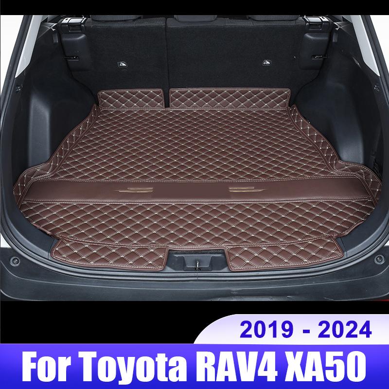 

Для Toyota RAV4 XA50 2019 2020 2021 2022 2023 2024 гибридный автомобиль багажник защитный коврик грузовой лоток накладка накладка кожаные аксессуары кофейный