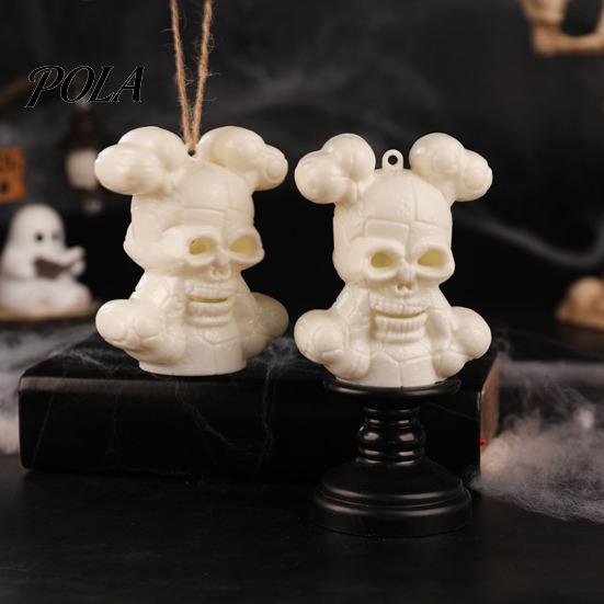 Gothic Home Ornament Halloween Skull Night Light, LED Skeleton Decorative Candle Light for Lantern Haunted House, Spooky Party Tabletop Decor,