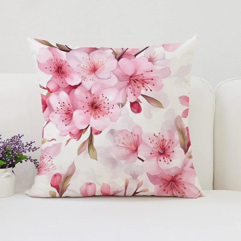 Cushion Cover 50X50 Japanese Cherry Blossom Bed Pillowcases Covers For Bed Pillows Pillow Cases 45X45 Cushions Cover Home Decor