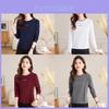 Lässiges Baumwoll-T-Shirt mit langen Ärmeln für Damen mit Farbblock-Einsätzen für den Herbst