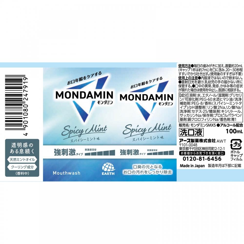 Mondamin Spicy Mint Mouthwash Portable Mini Size 100ml