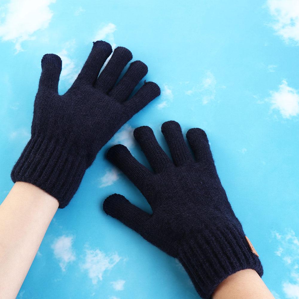Touchscreen Knitted Woolen Gloves Solid Color Full Finger Gloves Nonslip Men Knitted Gloves  Male