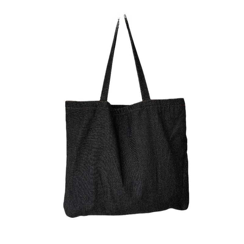 

1pcs Women s Solid Color Denim Tote Bag Large Capacity Retro Minimalist Shoulder Bag Casual Handheld Shopping Bag 48x36x8cm чорний