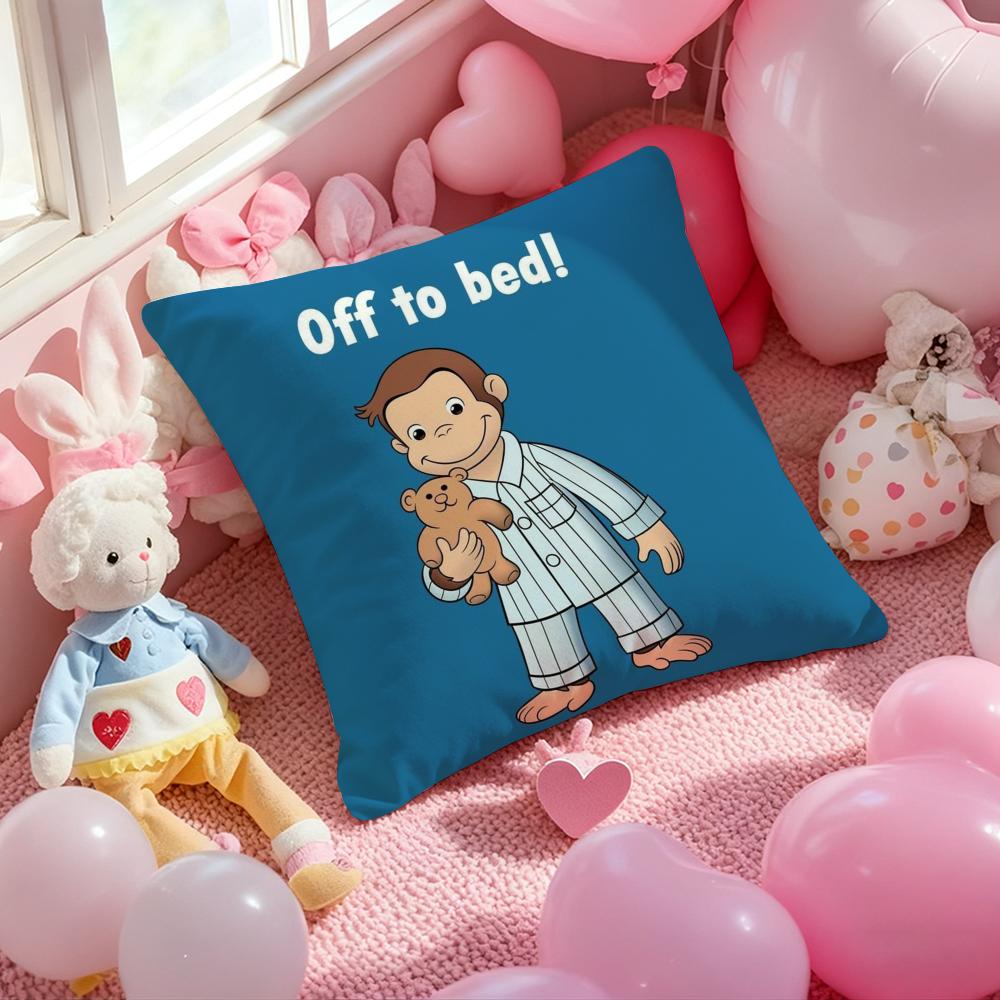 

G-George Cartoon Curious Cushion Cover Pattern Printed Pillowcase for Living Room Sofa Cushion Cover & Bedroom Decor 12x12Inch