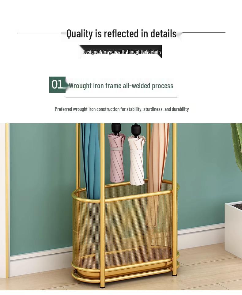 Creative Wrought Iron Umbrella Stand for Home, Hotel, or Lobby Entrance