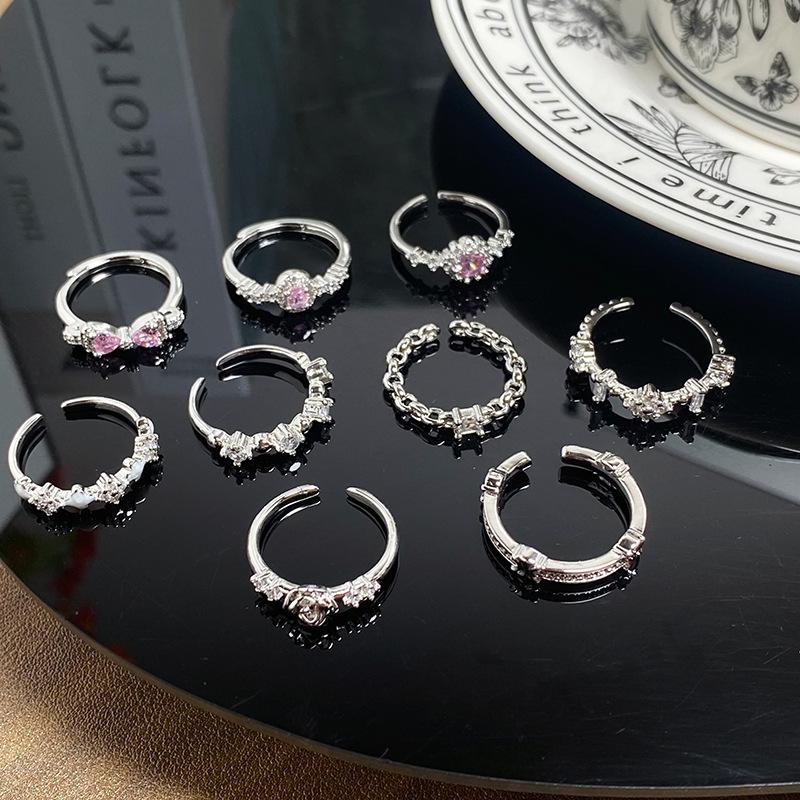 Light Luxury Full Diamond Inlaid Zircon Super Flash High-End Open Ring Exquisite Elegant Ring Woman