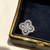 S 925 Silver AAA Zircon Clover Flower Full Diamond Ring Women's Gift
