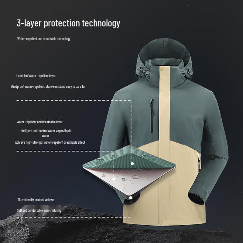 SNOWFLYING Unisex 3-in-1 Windproof Water-Repellent Winter Jacket
