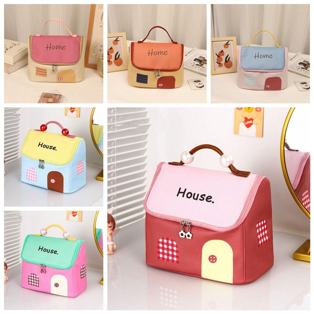 Large Capacity Cute Cabin Makeup Bag House-shaped Toiletry Storage Bag  Outdoor
