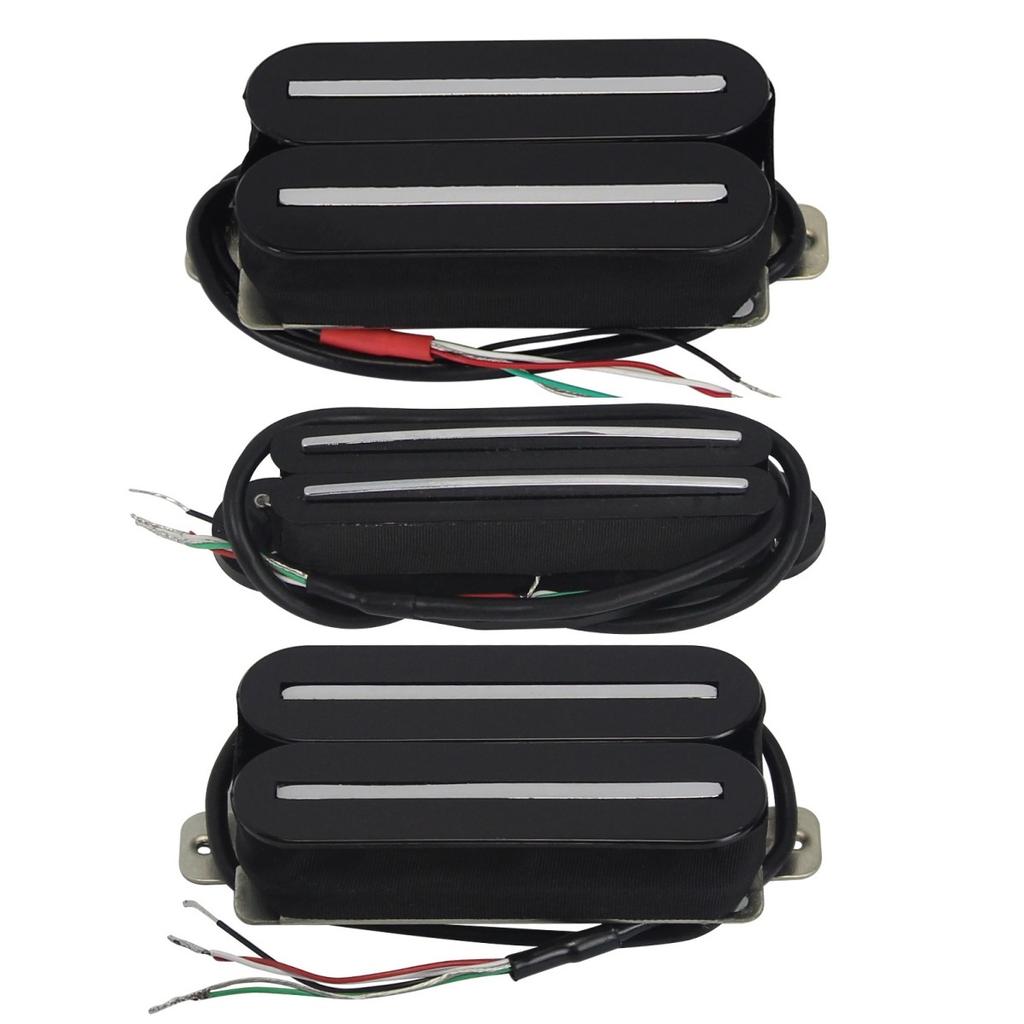FLEOR 3PCS Ceramic Electric Guitar Dual Rails Humbucker Pickups Set for HSH Guitar Parts, Black/White