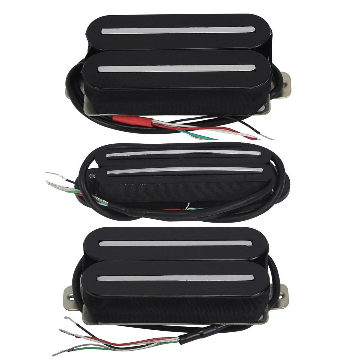 

FLEOR 3PCS Ceramic Electric Guitar Dual Rails Humbucker Pickups Set for HSH Guitar Parts, Black/White