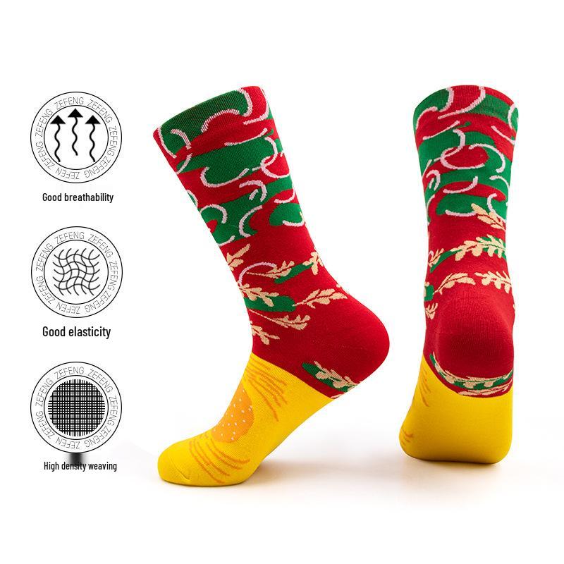 Hamburger Shape Mid-Calf Socks Gift Box - Creative Food Pattern for Men and Women