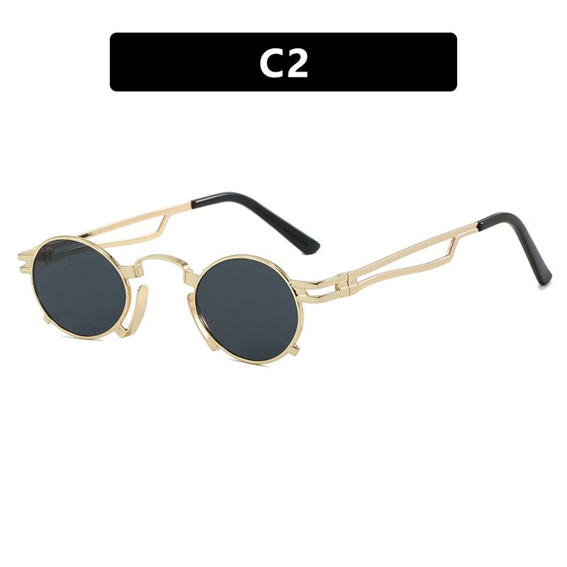 Steampunk Vintage Metal Round Sunglasses Women For Men Luxury Brand Designer Punk Shades Popular Hip Hop Small Frame Sun Glasses