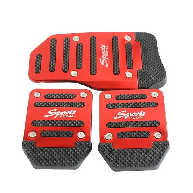 Universelle Auto-Pedalabdeckung Aluminium Automatikgetriebe Bremse Kraftstoff Gas Fußauflage Set Kit Pedale Rot Blau Silber Rutschfest Werkzeuge