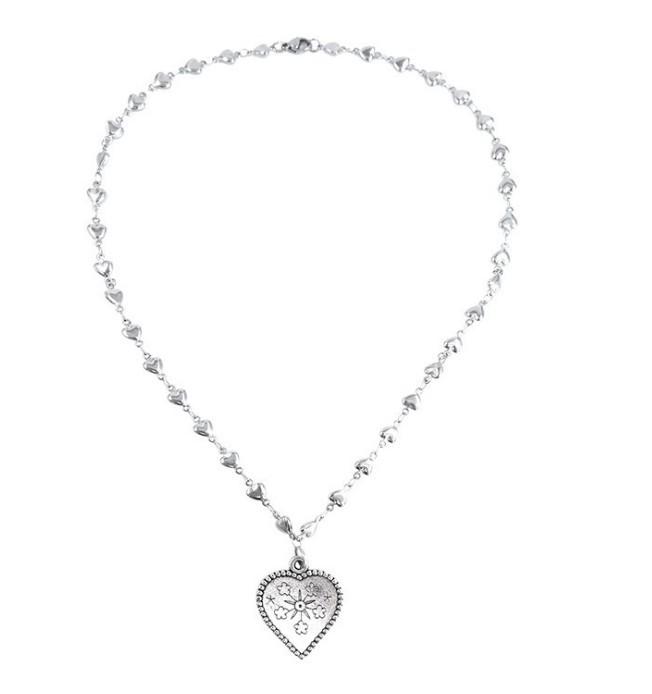 Retro Vintage Heart Necklace for Women Sweet Cool Style Geometric Pendant Lockbone Chain Quality Neck Chain Alloy Material