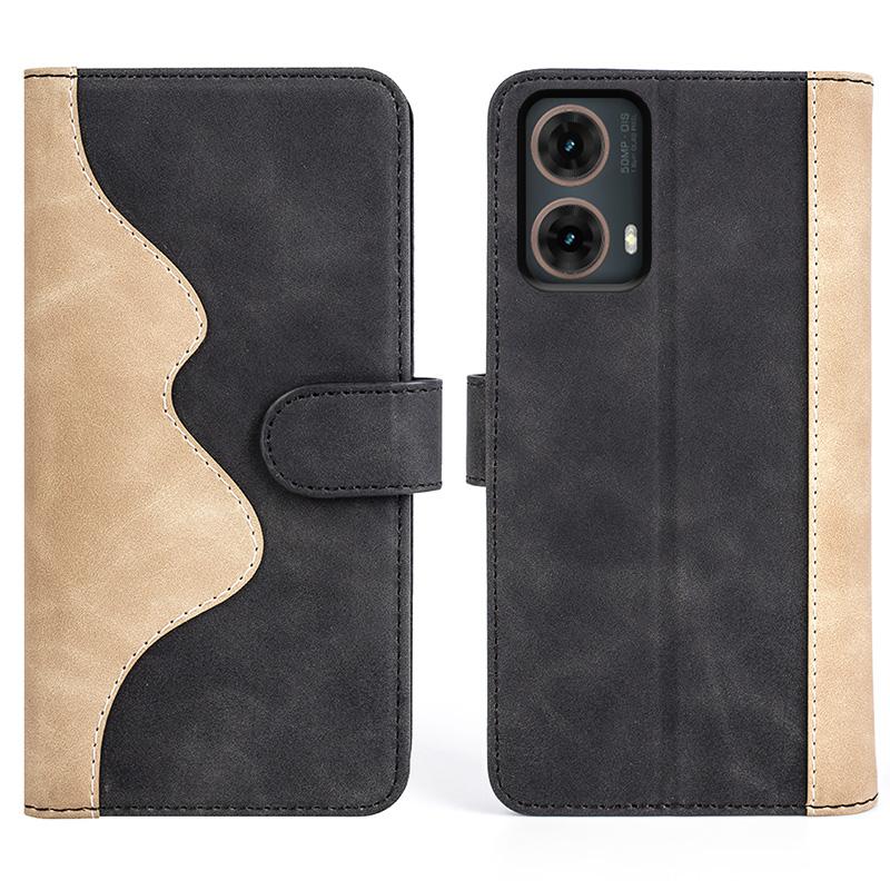 For Motorola Moto G85 5G/S50 Neo 5G Phone Case Leather Flip Folio Wallet Cover Splicing Color