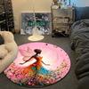 Classic Round Rose Multicolor Rug Mat, Non-Slip Floor Mat for Office