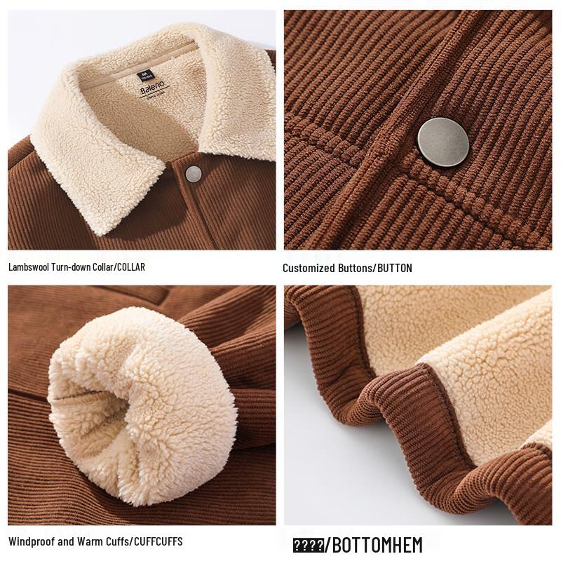 Baleno Men's Fleece-Lined Corduroy Jacket