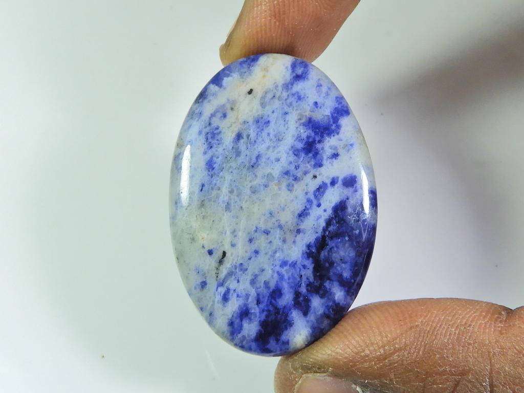 66Cts. NATURAL SODALITE CRYSTAL OVAL CABOCHON LOOSE GEMSTONE 28X40X06 MM ET-115