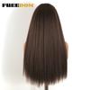 FREEDOM Synthetisches Yaki Fluffy Glattes Häkelhaar 24 Zoll 210g Häkelzöpfe Haare Ombre Braun Weiß Flecht Haarextensions